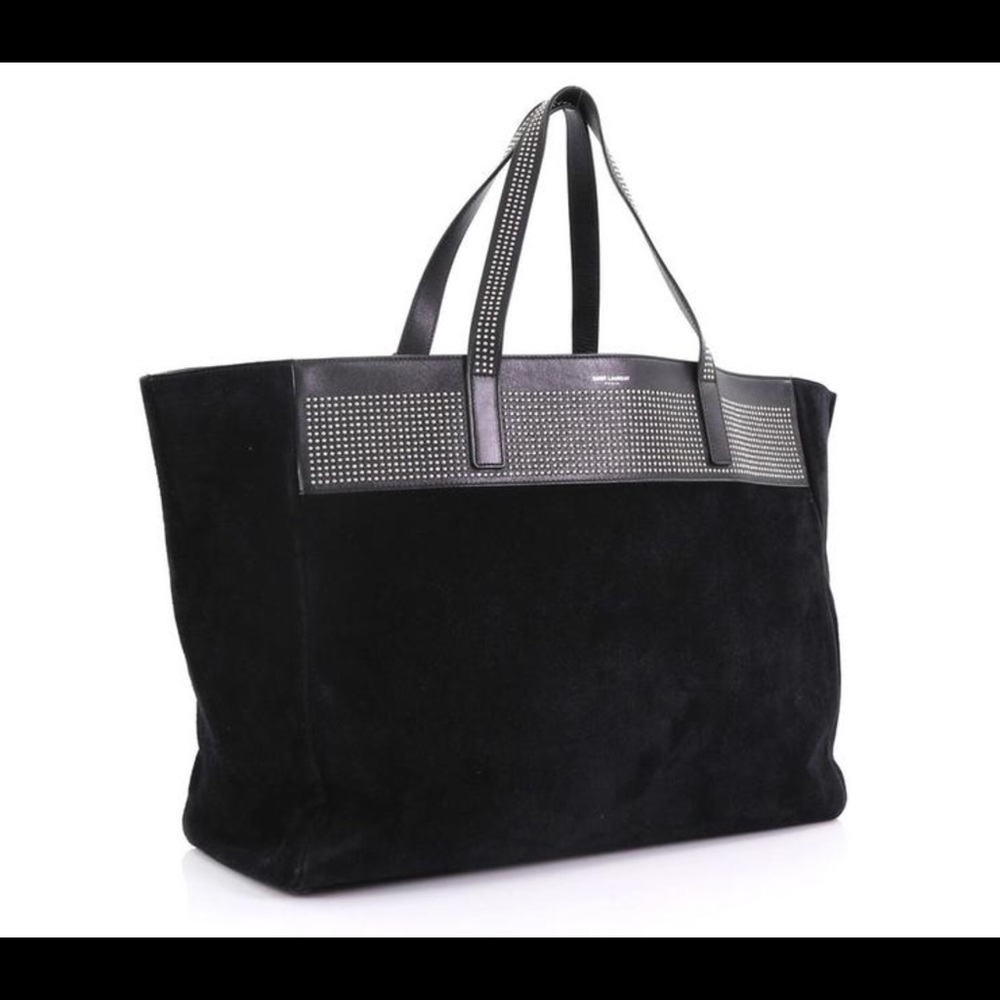 SAINT LAURENT East West Shopper black suede tote